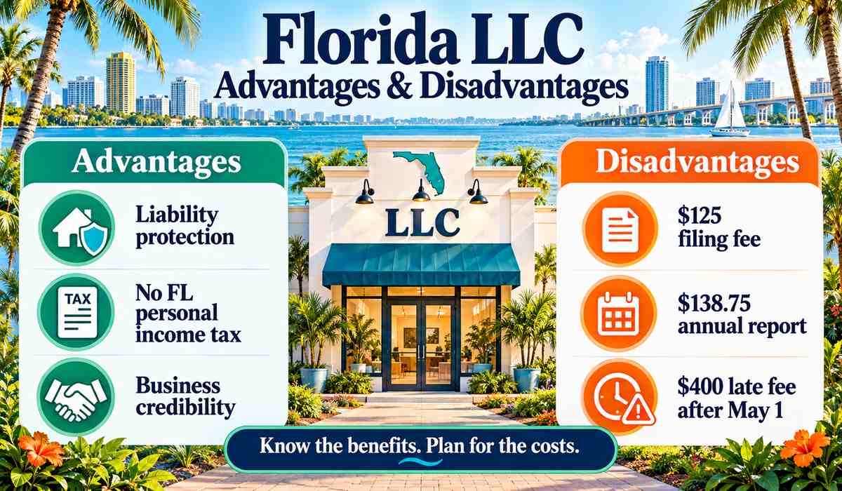 Florida LLC benefits and costs including liability protection, filing fee, annual report and late fee