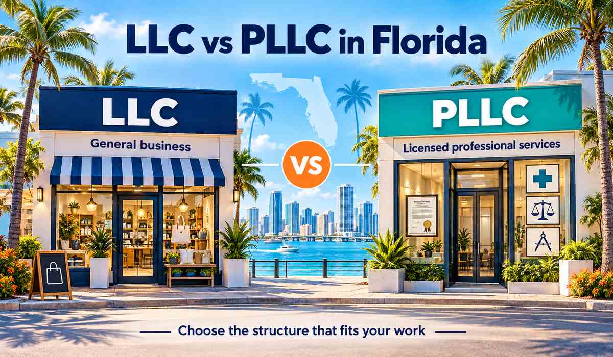 Florida LLC for general businesses compared with PLLC for licensed professional services